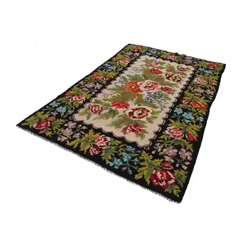 

180x260 Cm Black Handmade Vintage Moldovan Rugs Rug-6x8 Ft