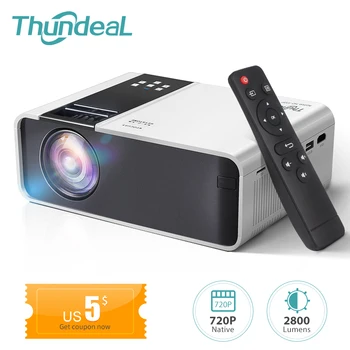 ThundeaL HD Mini Proyector TD90 nativa de 1280 x 720P LED Android WiFi Proyector de vídeo soporta 1080p HD doméstico cine en casa 3D HDMI juego de la película pantalla grande de Proyector,compatible con AC3