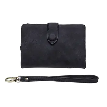 

With Lanyard Portable Fashion Zipper Pocket Cash Practical Women Wallet Bifold Design Durable Multi Card Slot Short Buckle Key