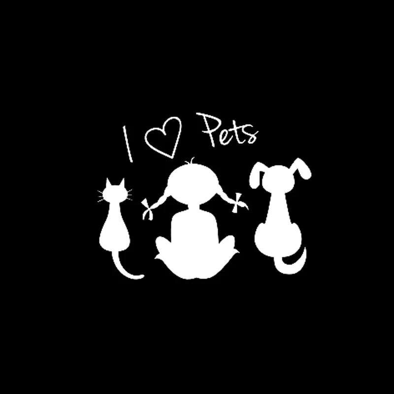 

Car Decals I Love Pet Little Girl Dog Cat Car Decals Black Silver 15.6cm * 12.3cm