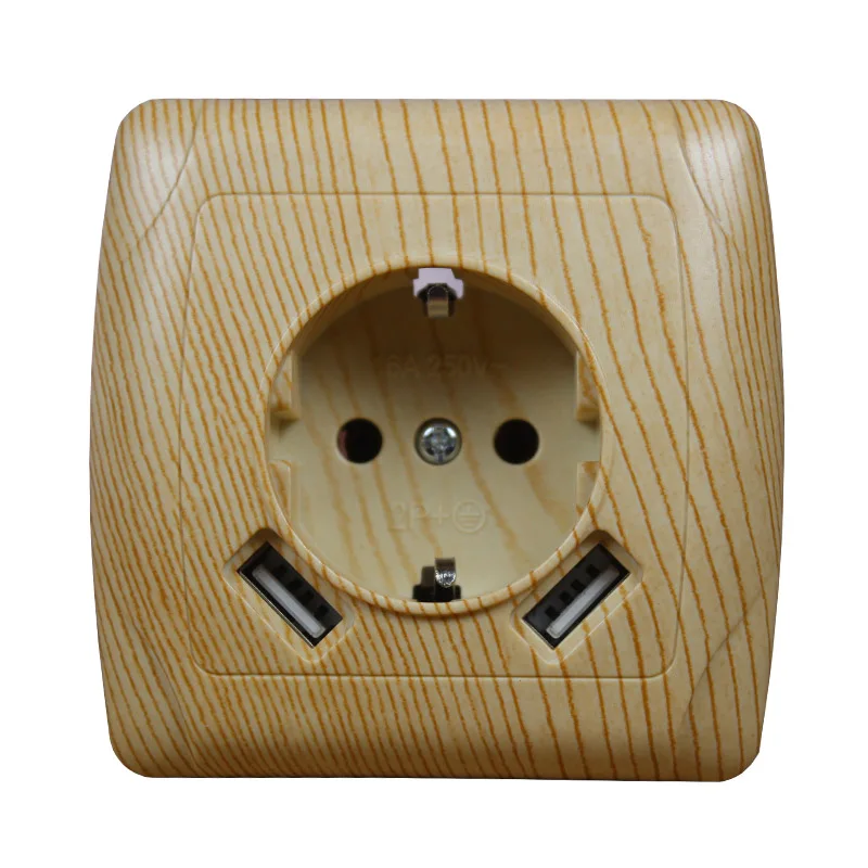 

2019 new design USB Wall Socket Free shipping Double USB Port 5V 2A Usb wood tree color prise usb murale steckdose AW001