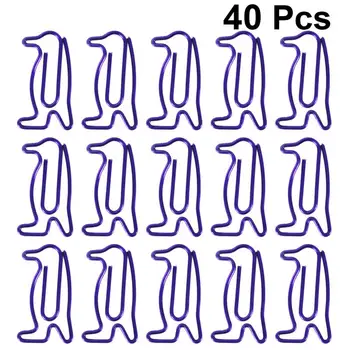 

40Pcs Colored Animal Penguin Paper Clips Colored Mini Penguin Paper Notes Classified Clips Bookmark Office Shool Stationery