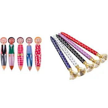 

5x Originality Fashion Designed Doll Pen Cartoon Ballpoint Pen & 5PCS Big Carat Diamond Crystal Pen Gem Ballpoint Pen