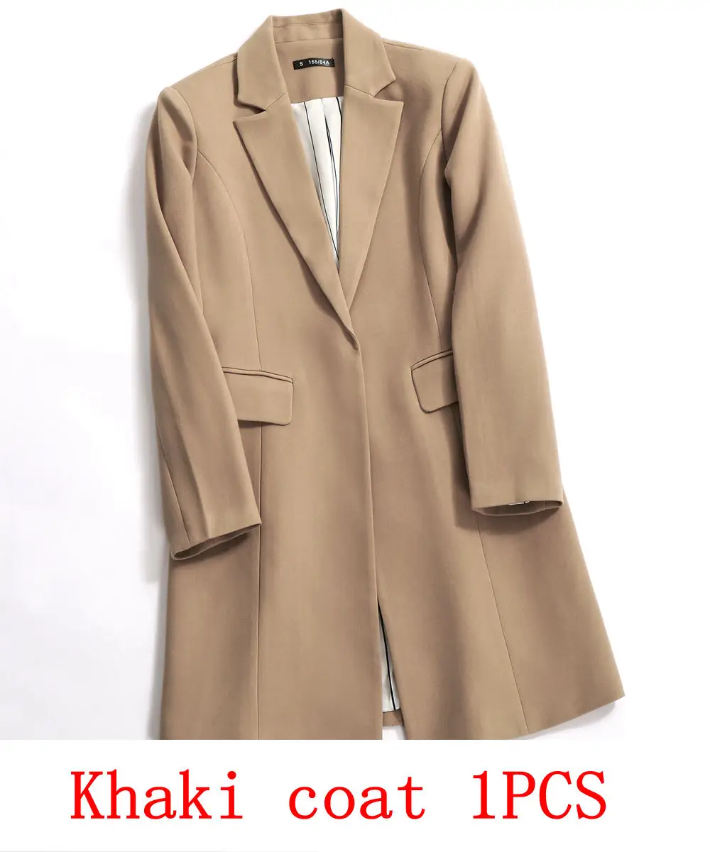 Khaki coat 1pcs Комплект с блейзером и юбкой; офисная форма; костюм с юбкой из двух предметов; Модный женский костюм с юбкой; комплект с блейзером и юбкой; Дополнительный размер - Цвет: Khaki coat 1pcs