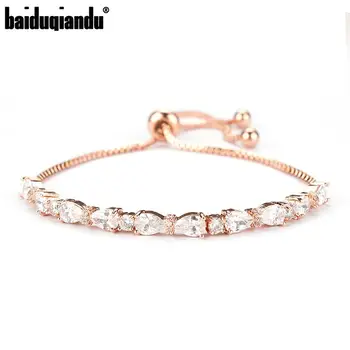 

Wedding Bride or Bridesmaid Jewelry Cubic Zirconia Round and Teardrop CZ Bracelet