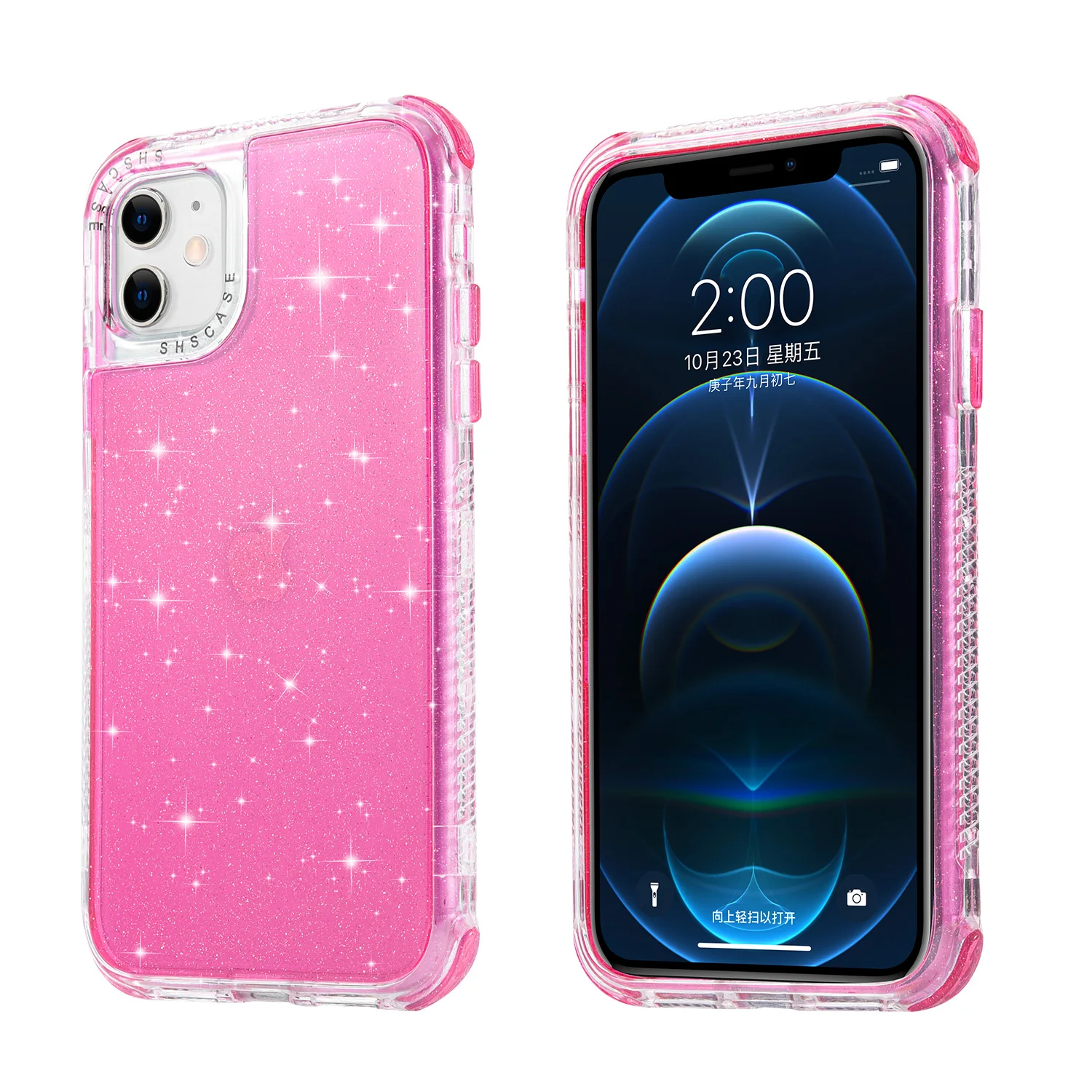Coque iPhone Rose scintillant