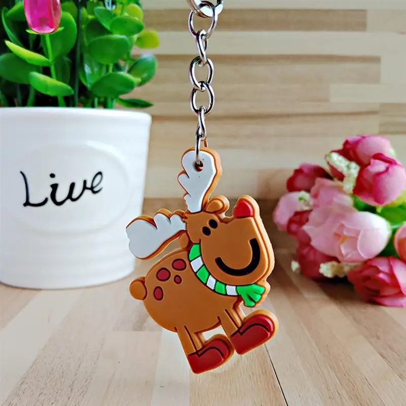 16pcs Keyring Soft Durable Adorable Christmas Theme Key Ring Keychain Pendant for Car Key Gift Novelty Toy