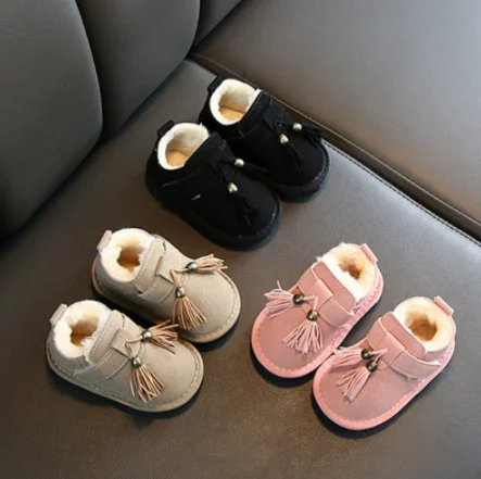 Детские ботинки; детская обувь; зимние Бархатные утолщенные ботинки с мягкой подошвой для мальчиков и девочек; уличные теплые детские ботинки для малышей