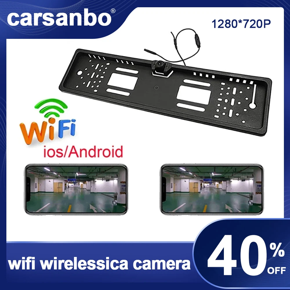 EU License Plate Frame Camera Wireless WiFi Car Rear View Camera 720P