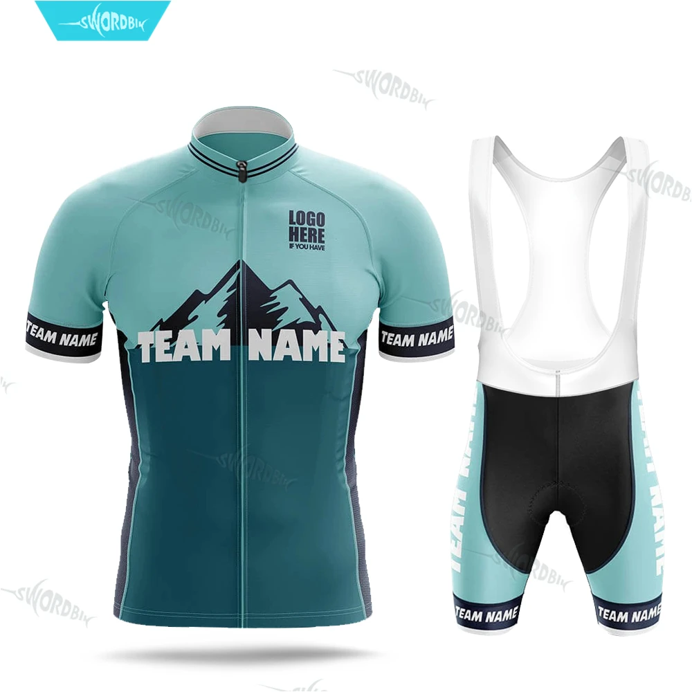 Mens Cycling Jersey Suit Team Cycling Short Sleeve Jersey And Gel Pad Shorts Set