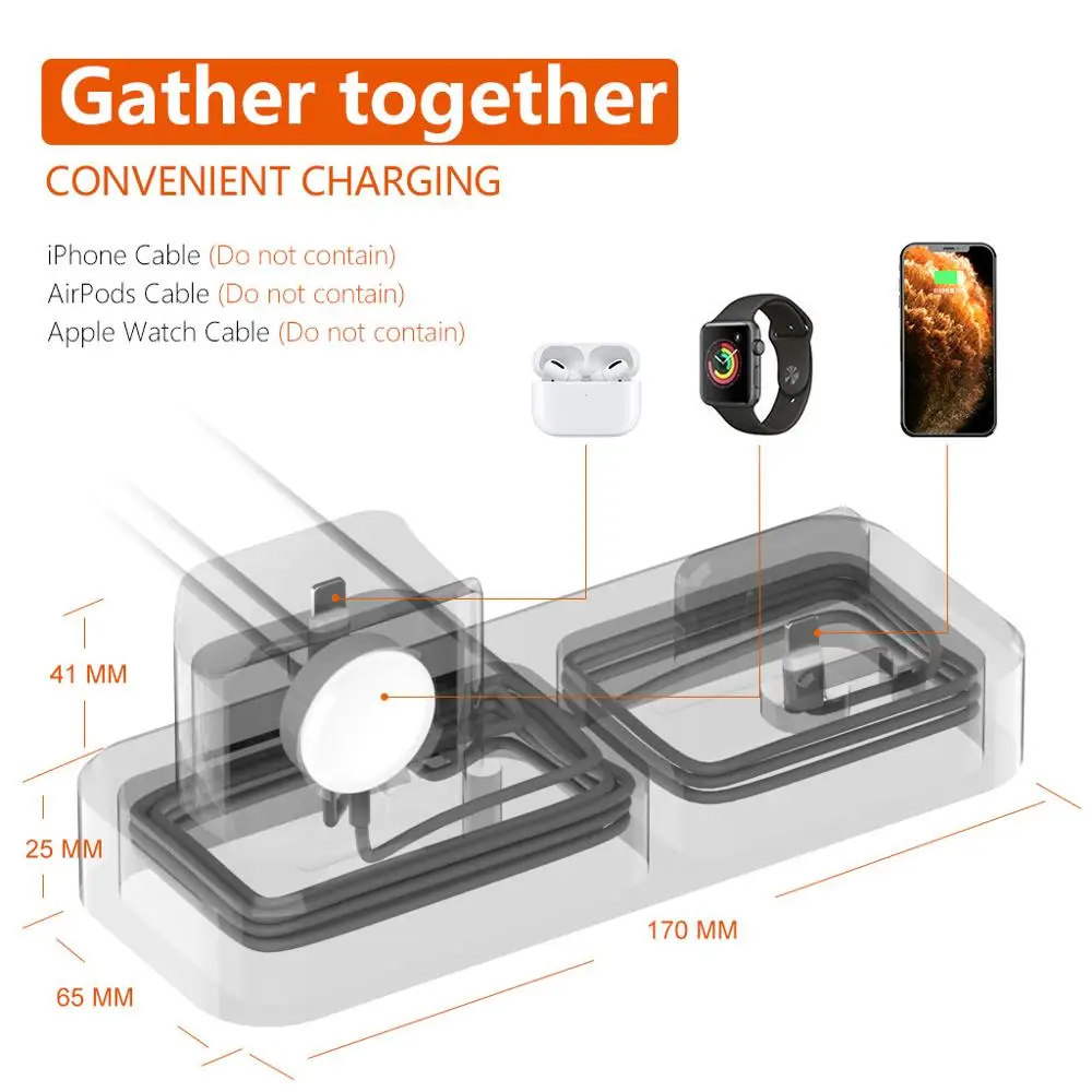 SZYSGSD настольная зарядная док станция для iPhone 6 6S 7 8 X Airpods 3 в 1 держатель Apple Watch Series 4