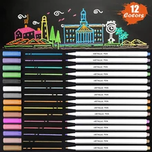 12 цветов, подарочная карта, водная Цветная кисть, набор, металлическая ручка для рисования, пуля, журнал поставок, профессиональные цветные маркеры, ручка