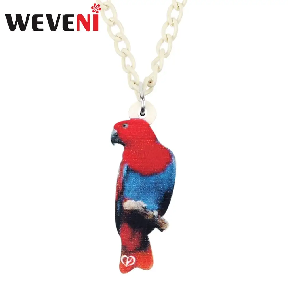 

WEVENI Acrylic Anime Eclectus Parrot Birds Necklace Pendant Choker Animal Jewelry Women Girls Teen Party Gifts Accessory Fashion
