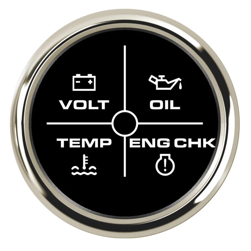 52 мм 4 светодиодный датчик напряжения, давление масла, температура воды, сигнализация двигателя 9-32 В для автомобиля, авто лодки, яхты, 7 цветов, подсветка