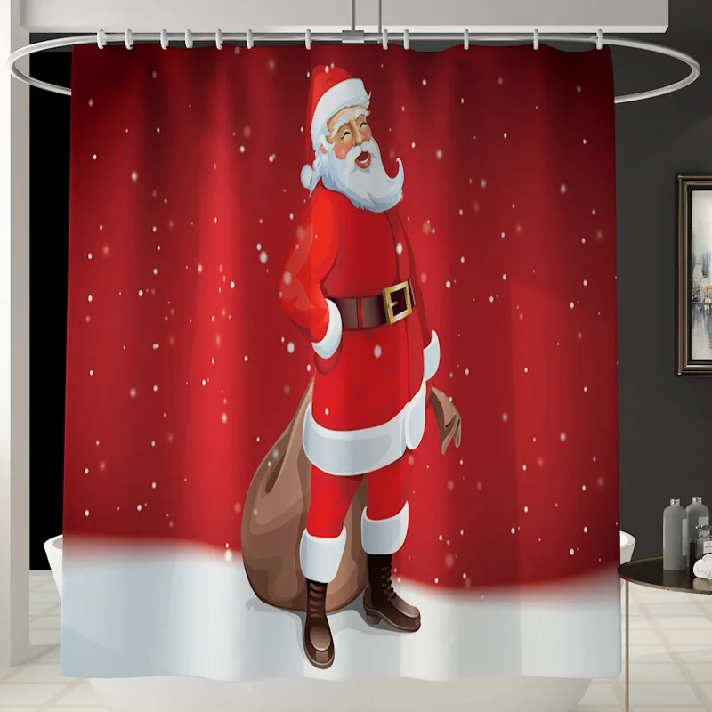 Merry Christmas набор для ванной, снеговик, Санта Клаус, лось, узор, водонепроницаемый, занавеска для душа, крышка для туалета, коврик, нескользящий, ковер, домашний декор