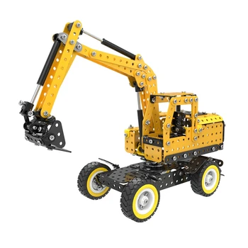 

502PCS Construction Model Kit Assembled Excavator Building Block Kit Toys 3D Self-Assembly Metal Model Kit Gift for Children and