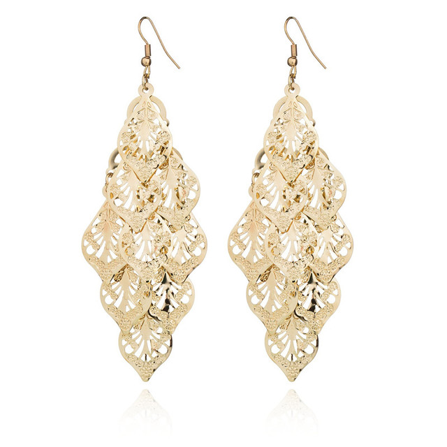 Irregular Long Dangle Earrings For Women Charm Ear Jewelry Gold Color Hanging Pendientes Flower Leaf Earings