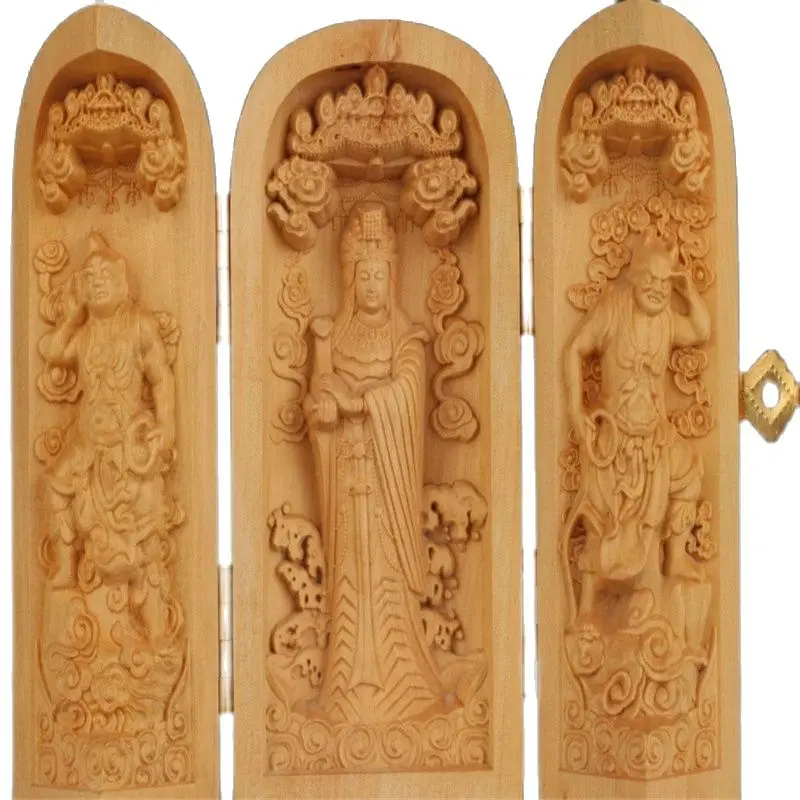 

Collection Unique Boxwood Three Buddha Statues Buddhist Box
