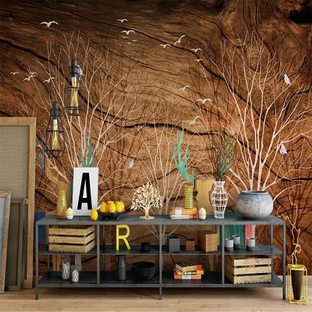 

Custom 3D wallpaper mural Nordic wood grain background wall living room bedroom decoration wallpaper