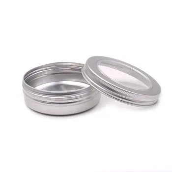 

50pcs 25ml/60ml/100ml Aluminum Jars with clear window Empty Cosmetic Metal aluminum Tin Containers Sample Packaging Cans Box