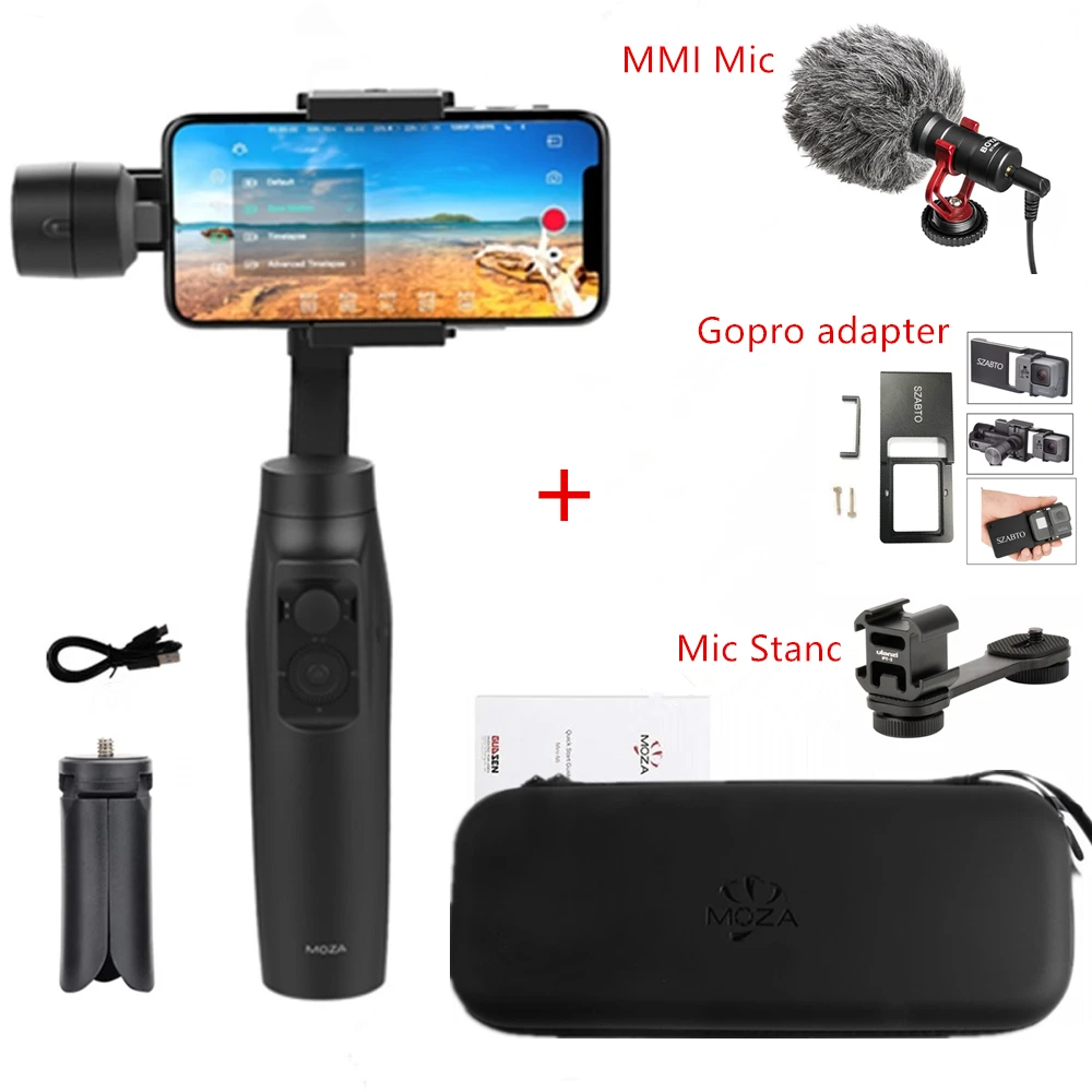 Mini Mi Mic Adapter Moza Mini-Mi Vlog 3-Axis смартфон Беспроводной зарядки шарнирный стабилизатор для камеры для iPhone 11/X/8 huawei samsung Galaxy Playload: 300 г - Цвет: Mini Mi Mic Adapter
