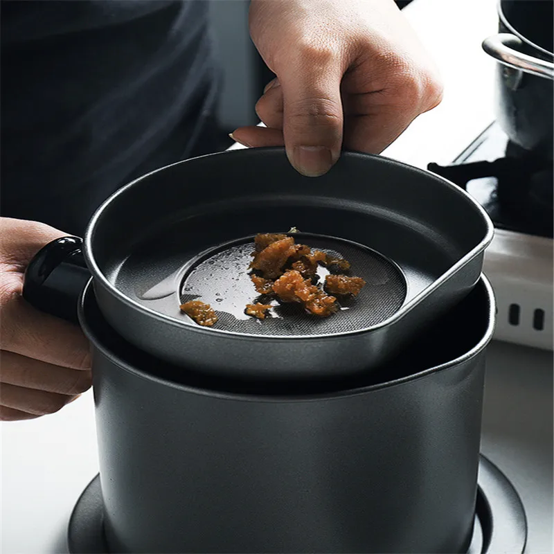 304 Stainless Steel Lard Tank Large Capacity Storage Tank Kitchen Household Cooking Oil bottle Filter Residue