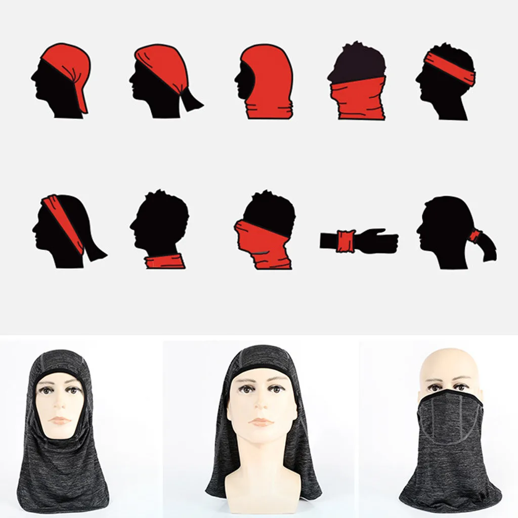 Multifunction Outdoor Sport Ice Silk Headgear Fishing Cycling Headband Face Mask Pure color wild Outdoor hiking Protect the skin