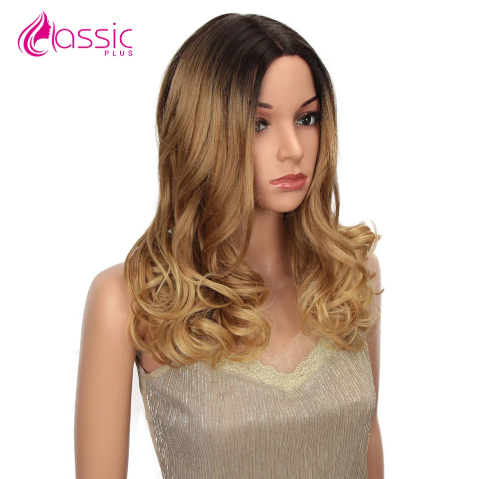 Classic Plus Synthetic Lace Front Wig 20 Inch  Ombre Blond Green Wigs For Black Women Heat Resistant Fashion on INS Natural