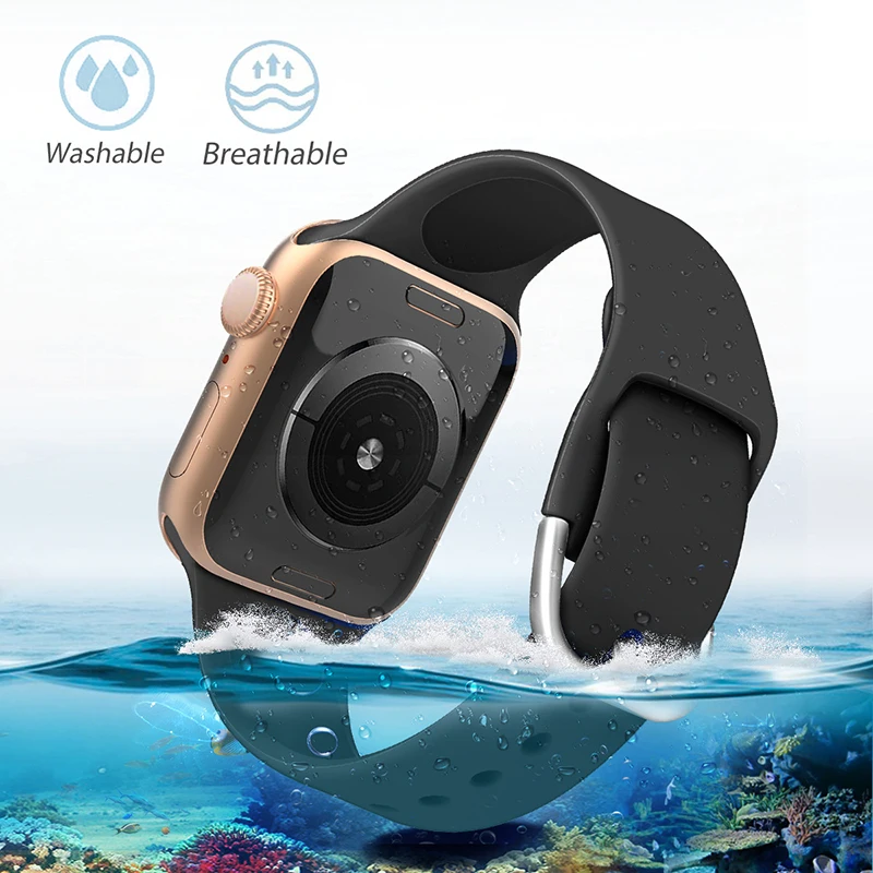Ремешок для часов Apple Watch SE Band 38 мм 40 42 44 резиновый спортивный силиконовый браслет