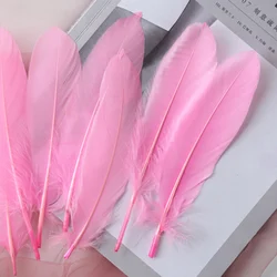 50pcs Natural White Goose Feather Plumes for Decorative Crafts and DIY Projects (Pink 50pcs)