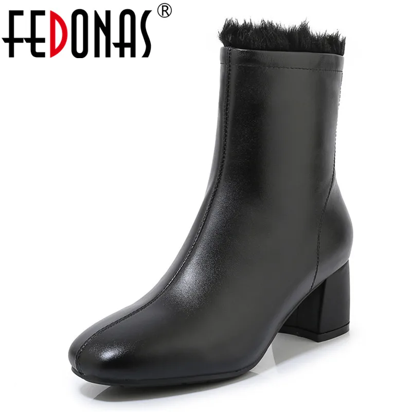 

FEDONAS Genuine Cow Patent Leather Women Ankle Boots Autumn Winter Keep Long Warm Chelsea Boots New Punk Night Club Shoes Woman