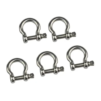 

5PCS 304 Stainless Steel Safety Screw Pin Anchor Bow Shackle 4mm To 10mm Rigging Hardware Large Shackles For Survival Bracelets