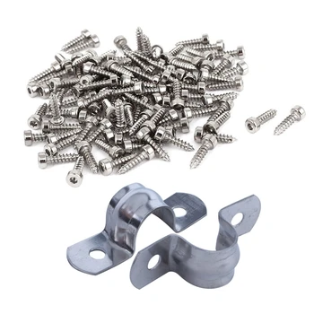 

100 Pcs Hexagon Socket Cap Head Self Tapping Screws Fasteners & 20Pcs Rigid Pipe Straps Clip Clamp for 12Mm Dia Tube CNIM Hot