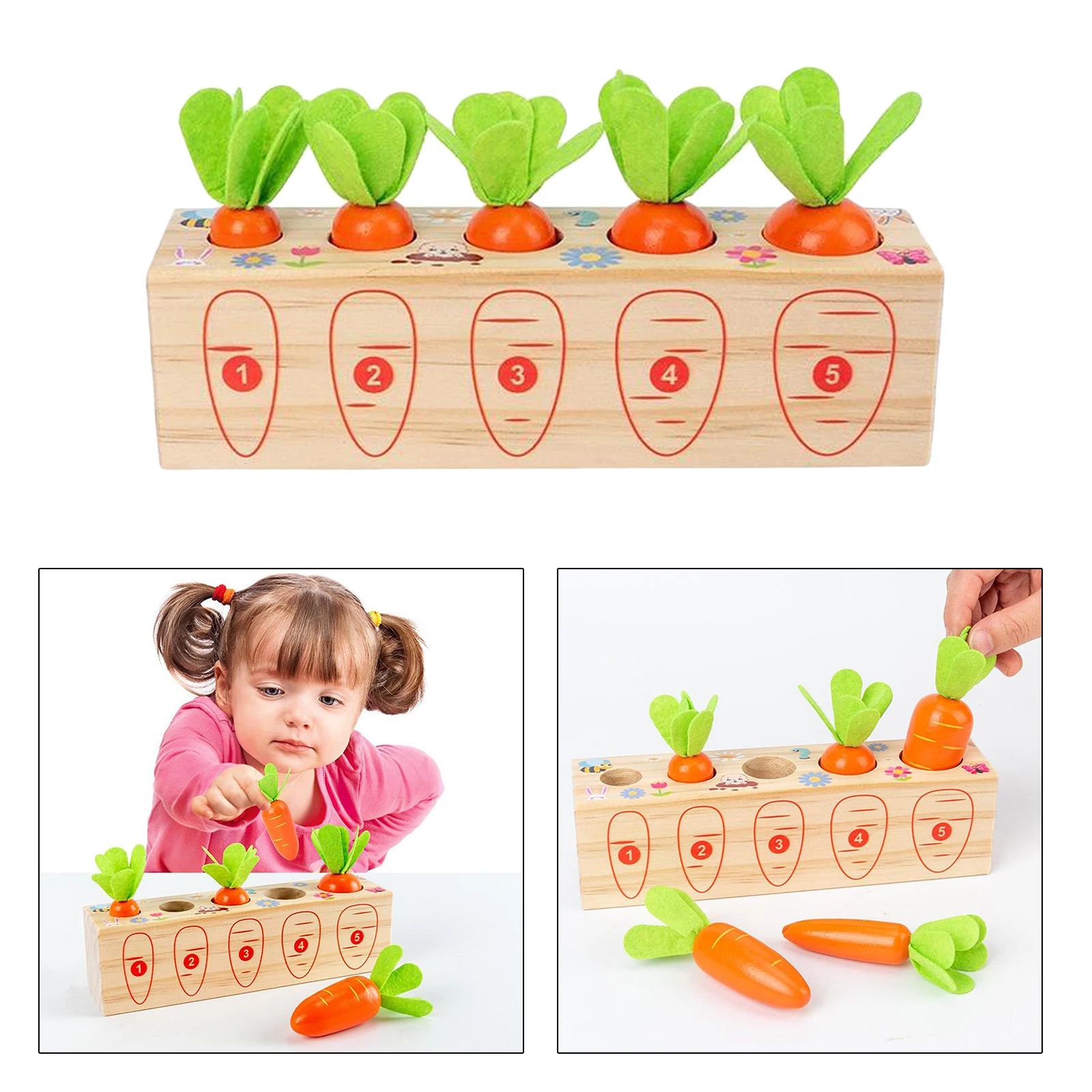 Educational Wooden Plucking Radish Toy Puzzle Insert Carrot Game for Boys Girls Educational Wooden Plucking Radish Toy Puzzle Insert Carrot Game for Boys Girls