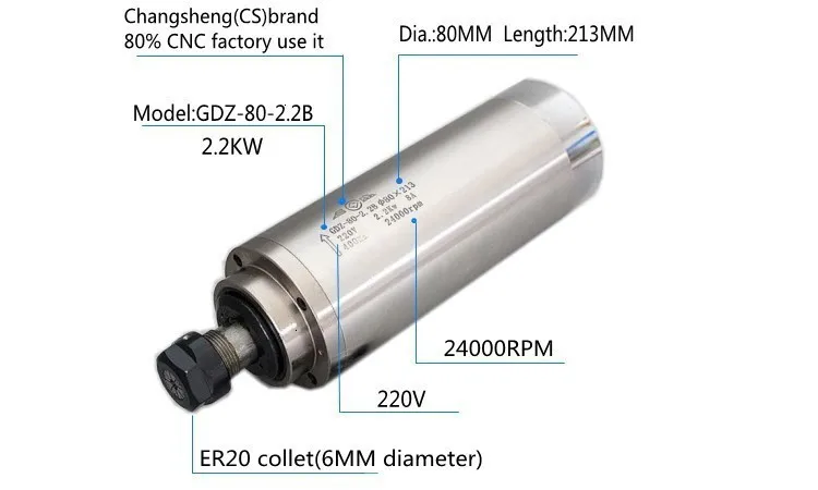 2.2KW 220V water cooled spindle