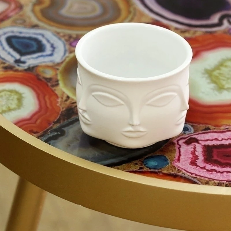 

American Designer Brand Series Face Multi-sided Floret Vase Soft Home Accessories Desktop Ceramic Plant Pots Accessories