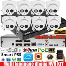 Mutil language DH 8CH POE NVR4108hs-8P-4kS2 1080P с 8 шт 6mp водонепроницаемая купольная POE ip-камера IPC-HDW4631C-A система безопасности