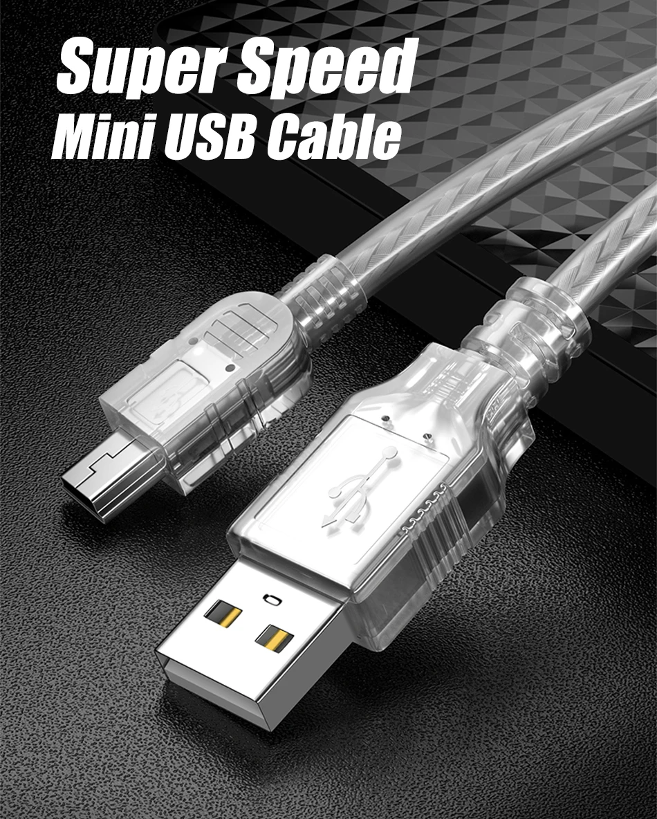 SAMZHE Mini-USB-Kabel Mini-USB-zu-USB-Schnelllade-Datenkabel für Mobiltelefone, Digitalkameras, Festplatten, MP3-, MP4-Player, Tablets, GPS – Detail 1