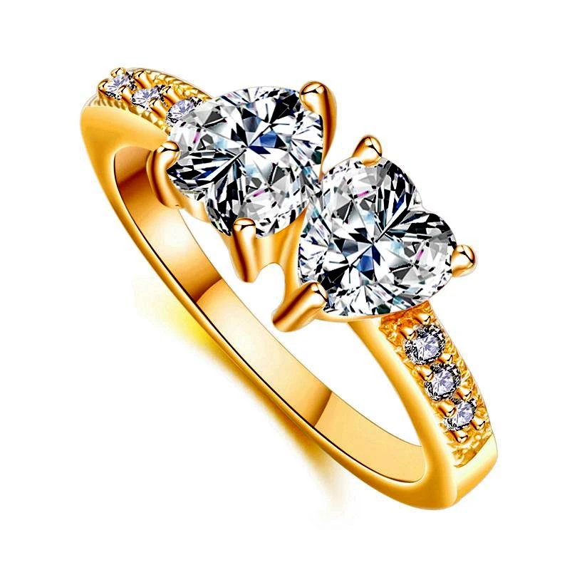 Женское золотое обручальное кольцо с фианитом 2 шт.|Обручальные кольца| |