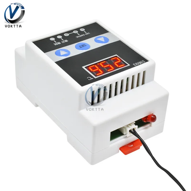 Переменный ток 110-250 В направляющая терморегулятор Красный дисплей термостат цифровой термостат холодильное Отопление регулятор температуры