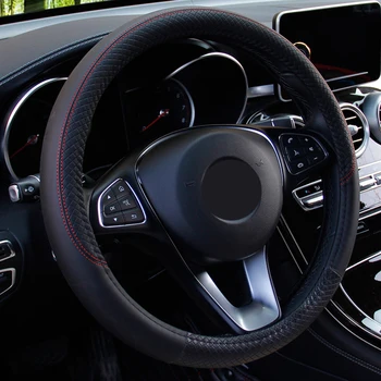 

Leather Steering Wheel Cover Microfiber Sports Universal Breathable Use In Four Seasons