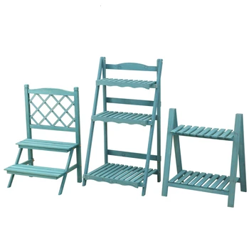 

Multi-storey Solid Wood Quality Fold Flower Rack A Living Room Balcony Outdoor Ladder Wood Flower Airs Rack