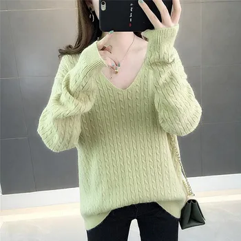

Sweater female 2020 autumn and winter new knitted pullover sexy pile of collar women's White