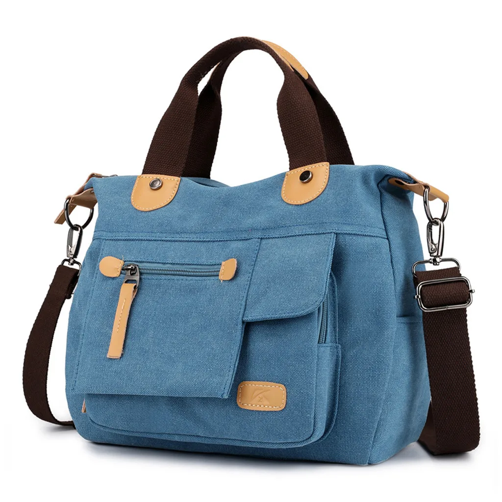 Модная женская многофункциональная Большая вместительная Холщовая Сумка через плечо, дорожная сумка, сумки для женщин, bolsa feminina sac, основная Женская сумка#30 - Color: Sky Blue