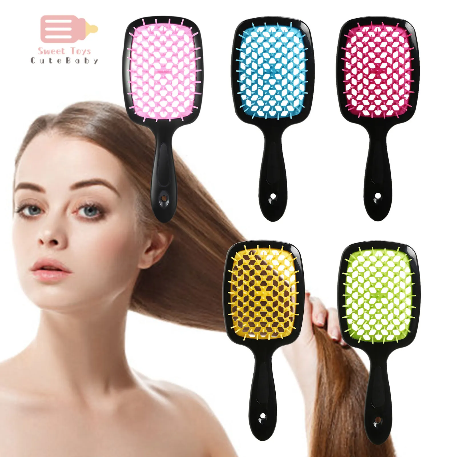 

Professional Hair Massage Comb Salon Hair Care Styling Tool Anti Tangle Anti-static Hairbrush Head Massager Girls Ponytail Comb