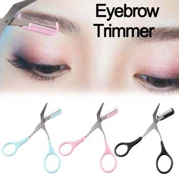 

3 Colors Eyebrow Trimmer Scissors With Comb Hair Removal Grooming Shaping Shaver Eye Brow Eyelash Makeup Tool
