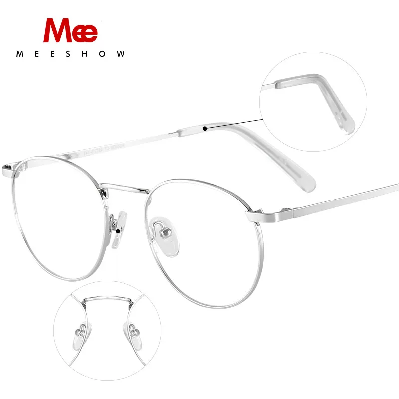 MEESHOW titanium alloy glasses frame Women Vintage Round Prescription Eyeglasses Retro myopia spectacle frame Eyewear 8916