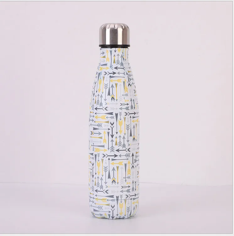 500 мл портативная бутылка-термос для мальчиков и девочек из нержавеющей стали, бутылка для воды, термосы, изолированная чашка, кружка для путешествий с высокой вместительностью для студентов - Цвет: Arrow Pattern
