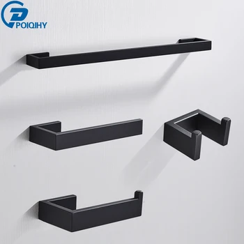 

Black Bathroom Hardware Set Robe Hook Towel Rail Bar Rack Bar Shelf Tissue Paper Holder Toothbrush Holder Bathroom Accessories