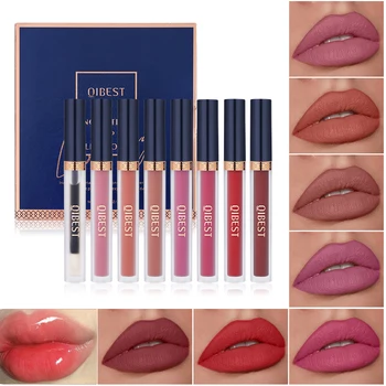 

8pcs/lot Lip Gloss Lip Kit 1 Transparent Lip Plumper +7 Velvet Matte Liquid Lipstick Waterproof Lipgloss Nude Lips Makeup Set